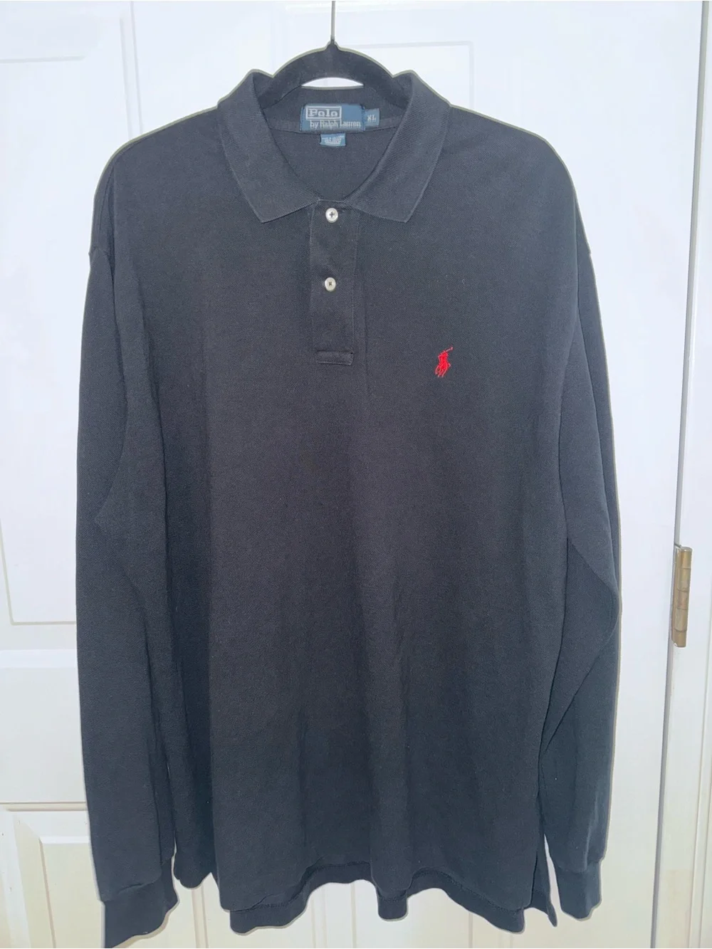 Polo Ralph Lauren Black Long Sleeve Polo Shirt Red Pony Men’s Size XL Classic